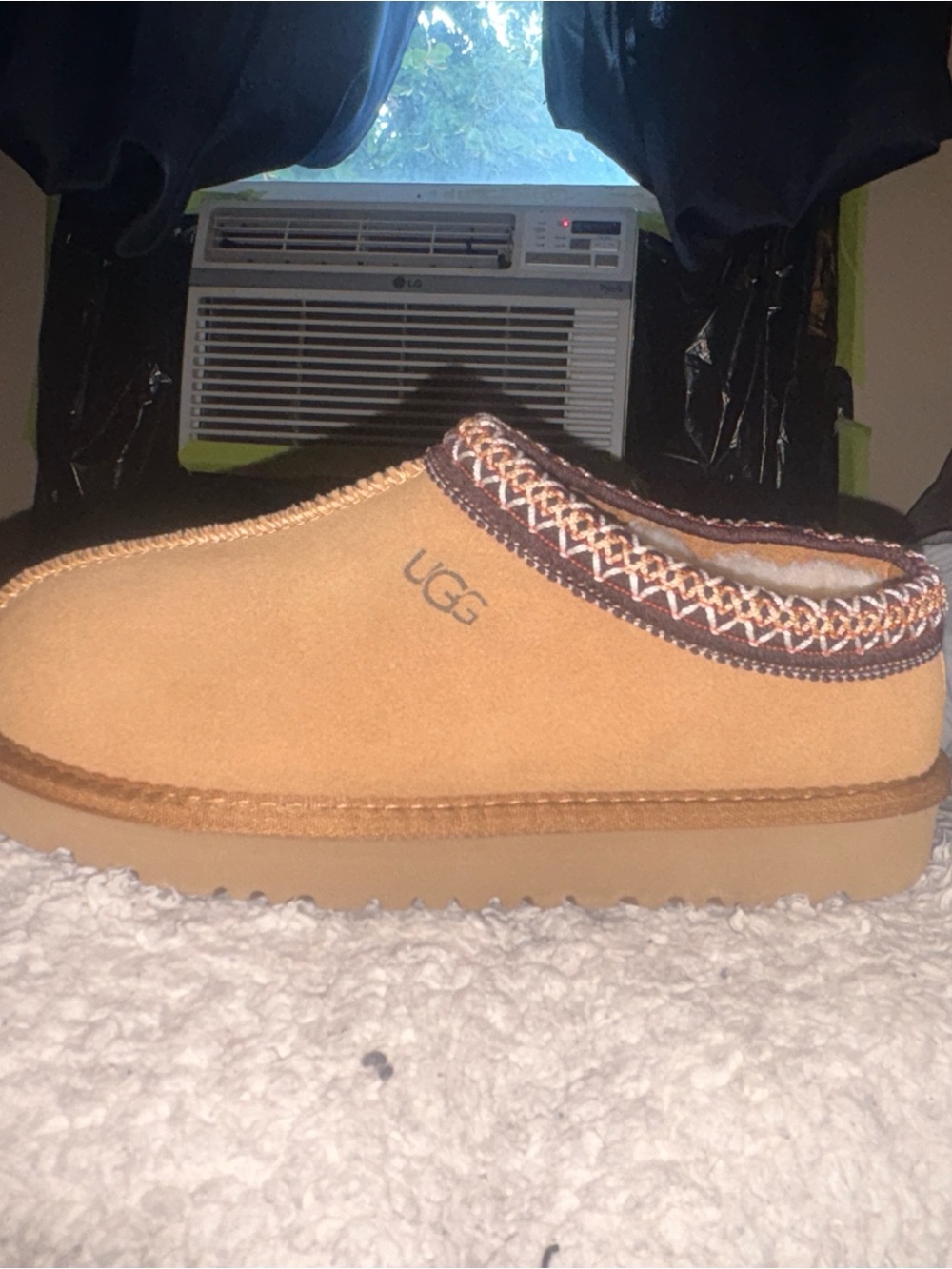 UGG Men’s Chestnut Suede Slip-On Clog with Shearling Trim